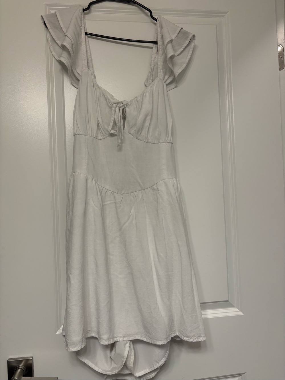 Hollister White Ruffle-Sleeve Mini Dress